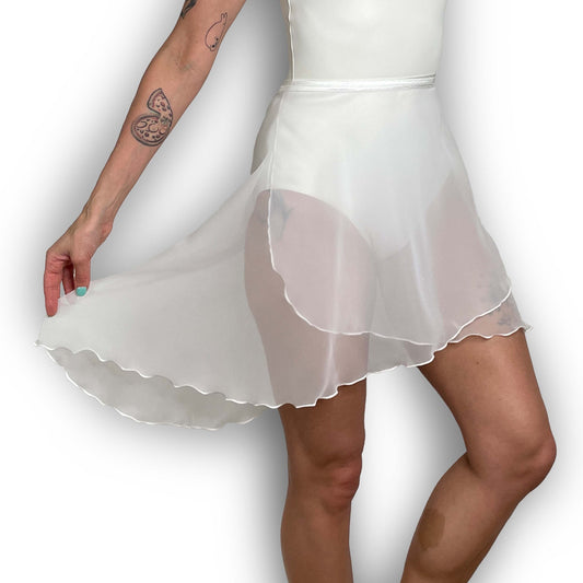 White Contemporary Ballet Wrap Skirt