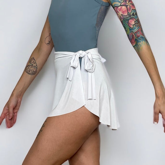 White Demi Wrap Mini Ballet Skirt