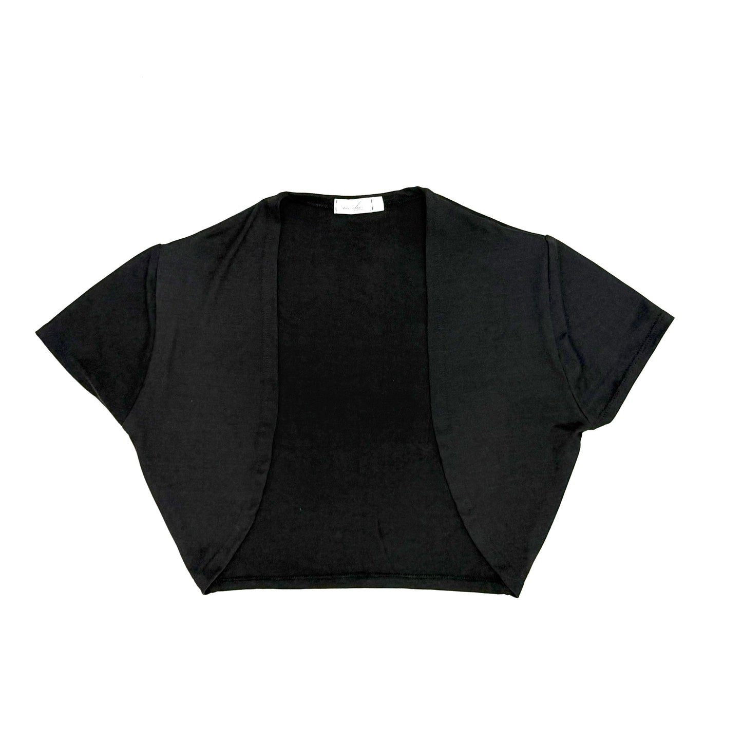 Double Brushed Jersey Knit Ballet Warm Up Short Sleeve Bolero Top - Black