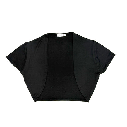 Double Brushed Jersey Knit Ballet Warm Up Short Sleeve Bolero Top - Black