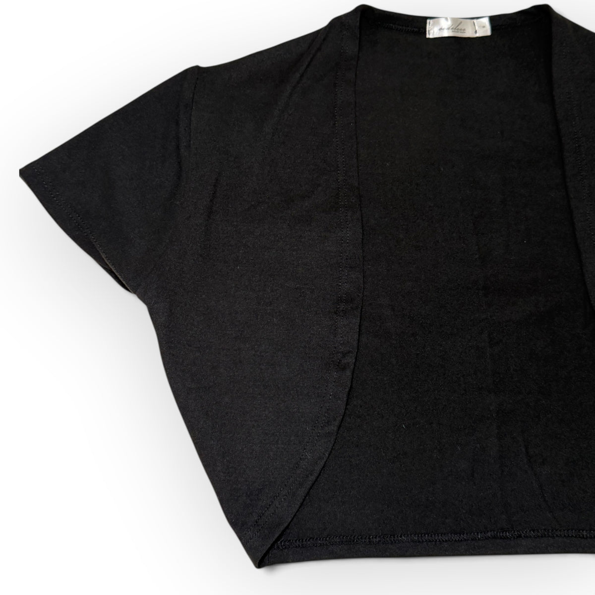 Double Brushed Jersey Knit Ballet Warm Up Short Sleeve Bolero Top - Black