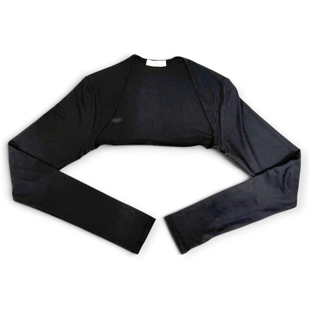 Double Brushed Jersey Knit Ballet Warm Up Shrug Top - Black