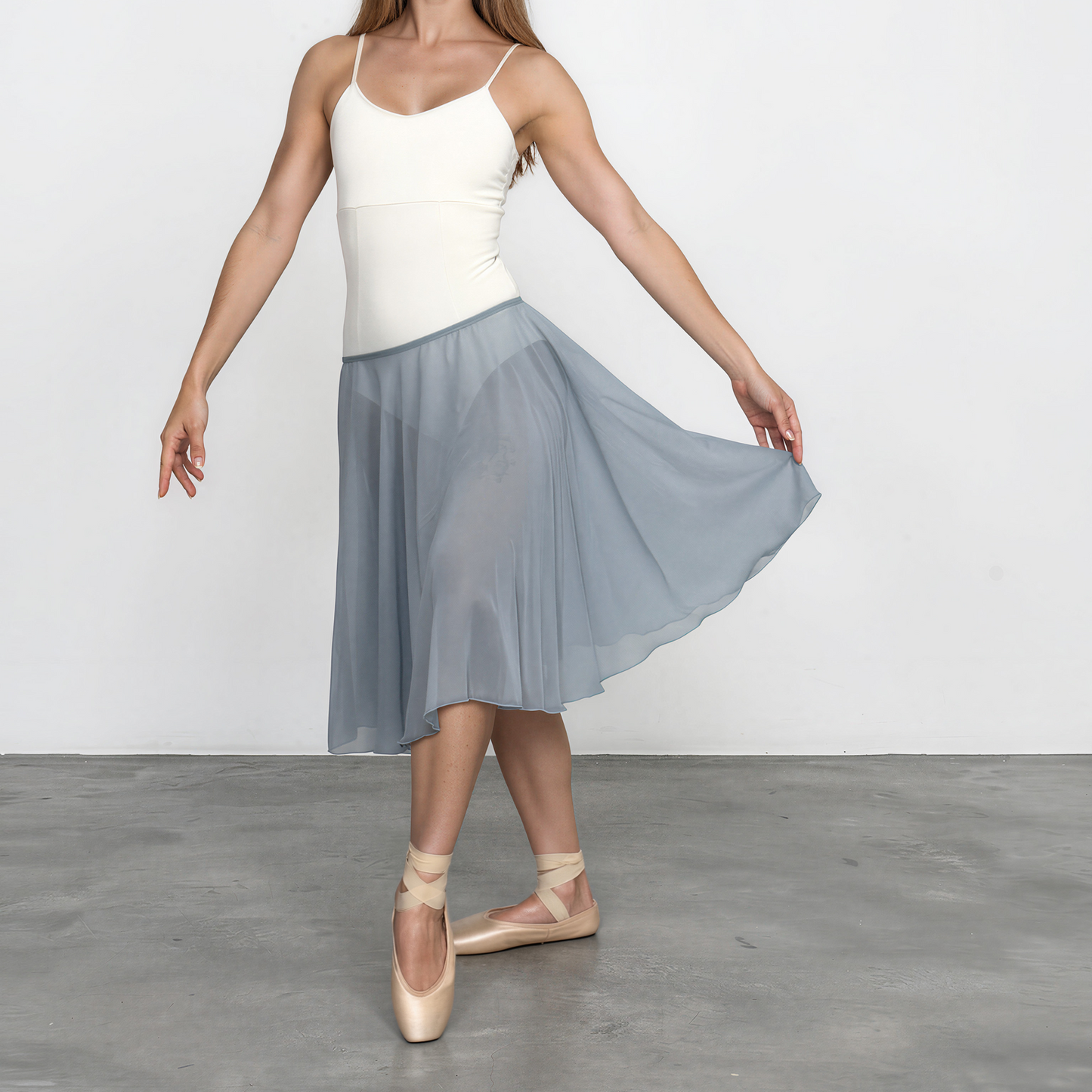 Glacier Blue Chiffon Ballet Pull On Skirt - Ballet Rehearsal Skirt - Pirouette Skirt