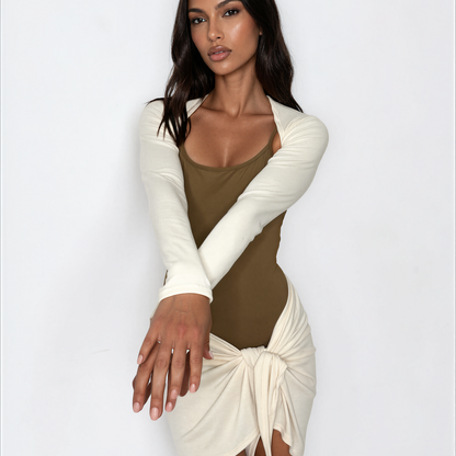 Sweater Knit Ballet Warm Up Shrug Top - Cream Ribbed Knit