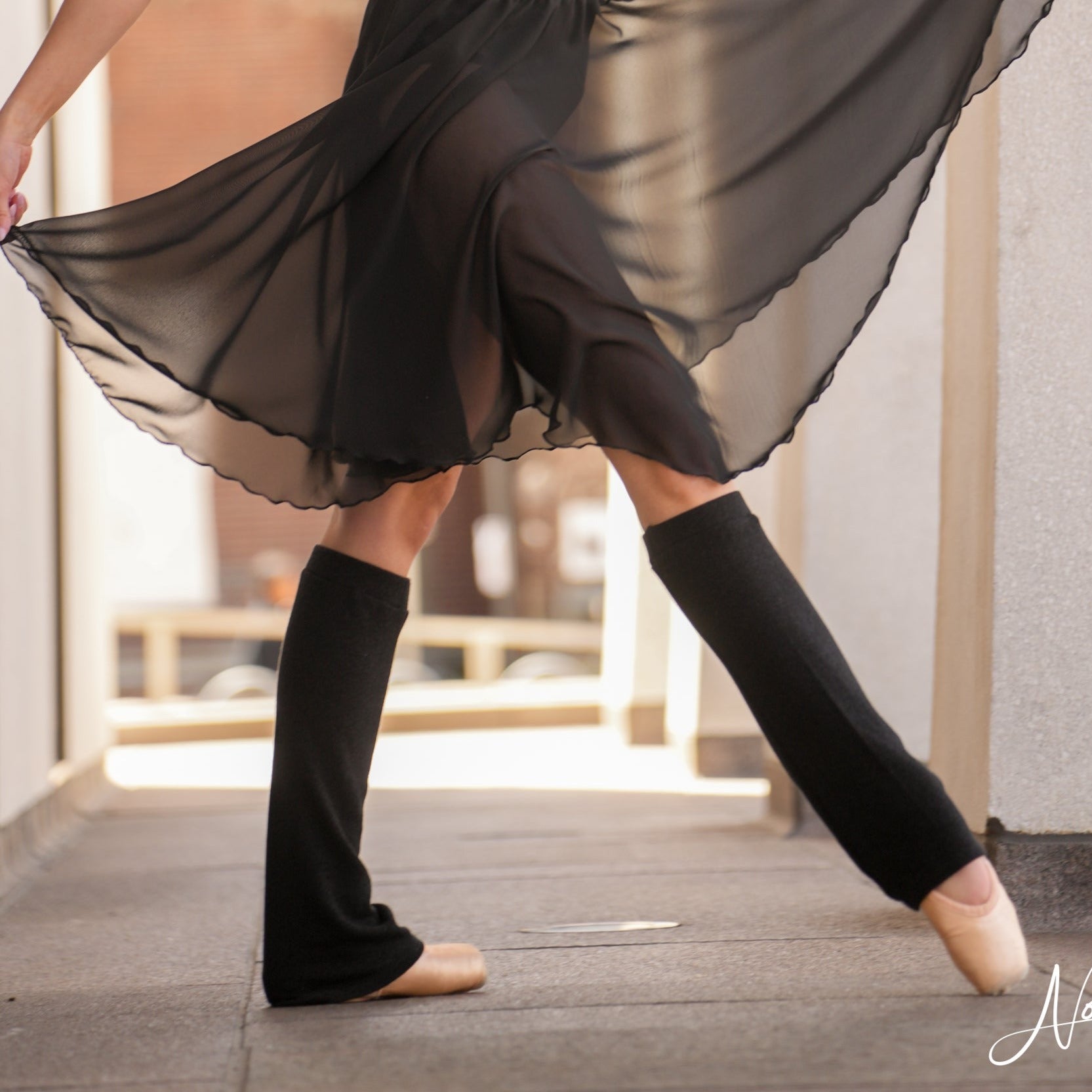 black ballet knee high leg warmers