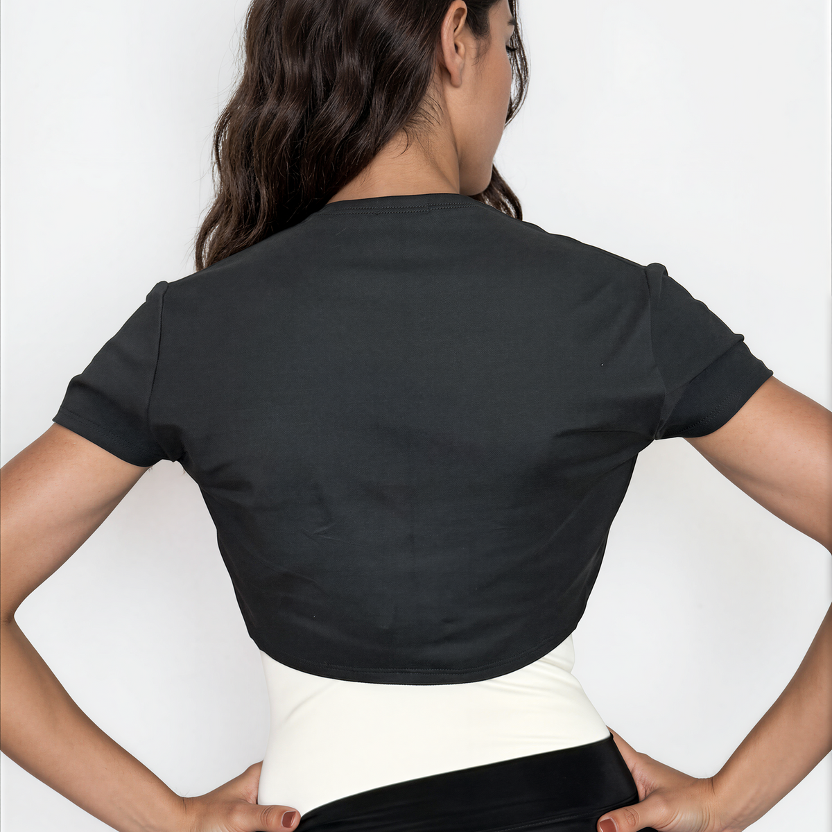 Double Brushed Jersey Knit Ballet Warm Up Short Sleeve Bolero Top - Black
