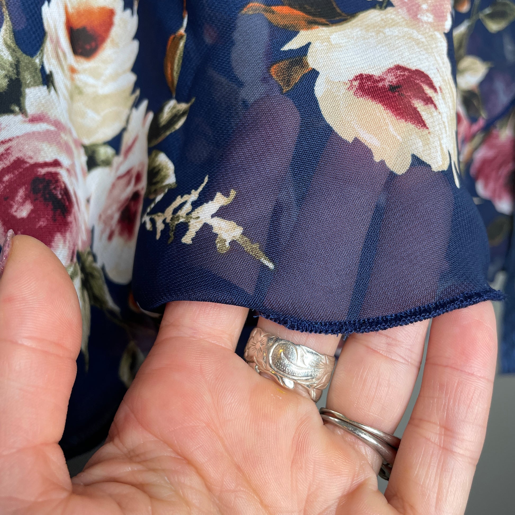 blue floral print chiffon ballet wrap skirt