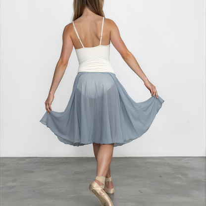 Glacier Blue Chiffon Ballet Pull On Skirt - Ballet Rehearsal Skirt - Pirouette Skirt