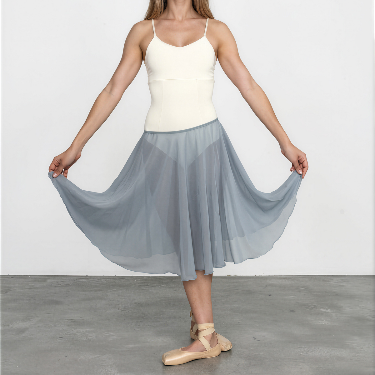 Glacier Blue Chiffon Ballet Pull On Skirt - Ballet Rehearsal Skirt - Pirouette Skirt