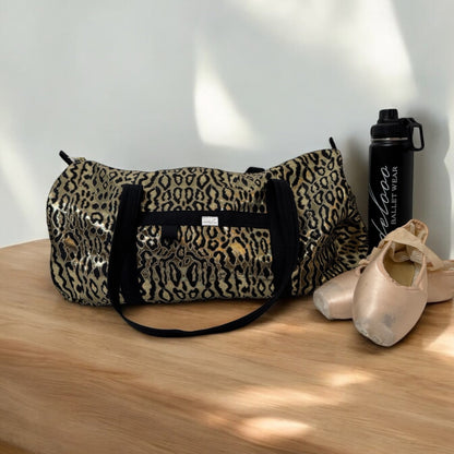 Metallic Gold Leopard Dance Bag Gym Duffel Bag