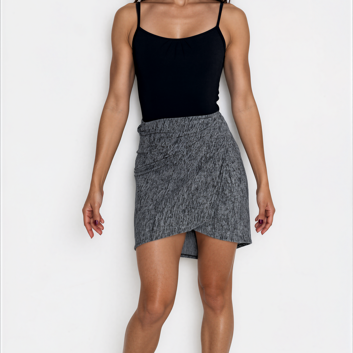 Sweater Knit Ballet Wrap Skirt Cover-Up - Charcoal