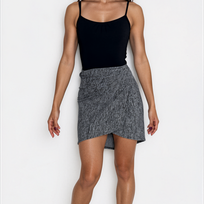 Sweater Knit Ballet Wrap Skirt Cover-Up - Charcoal