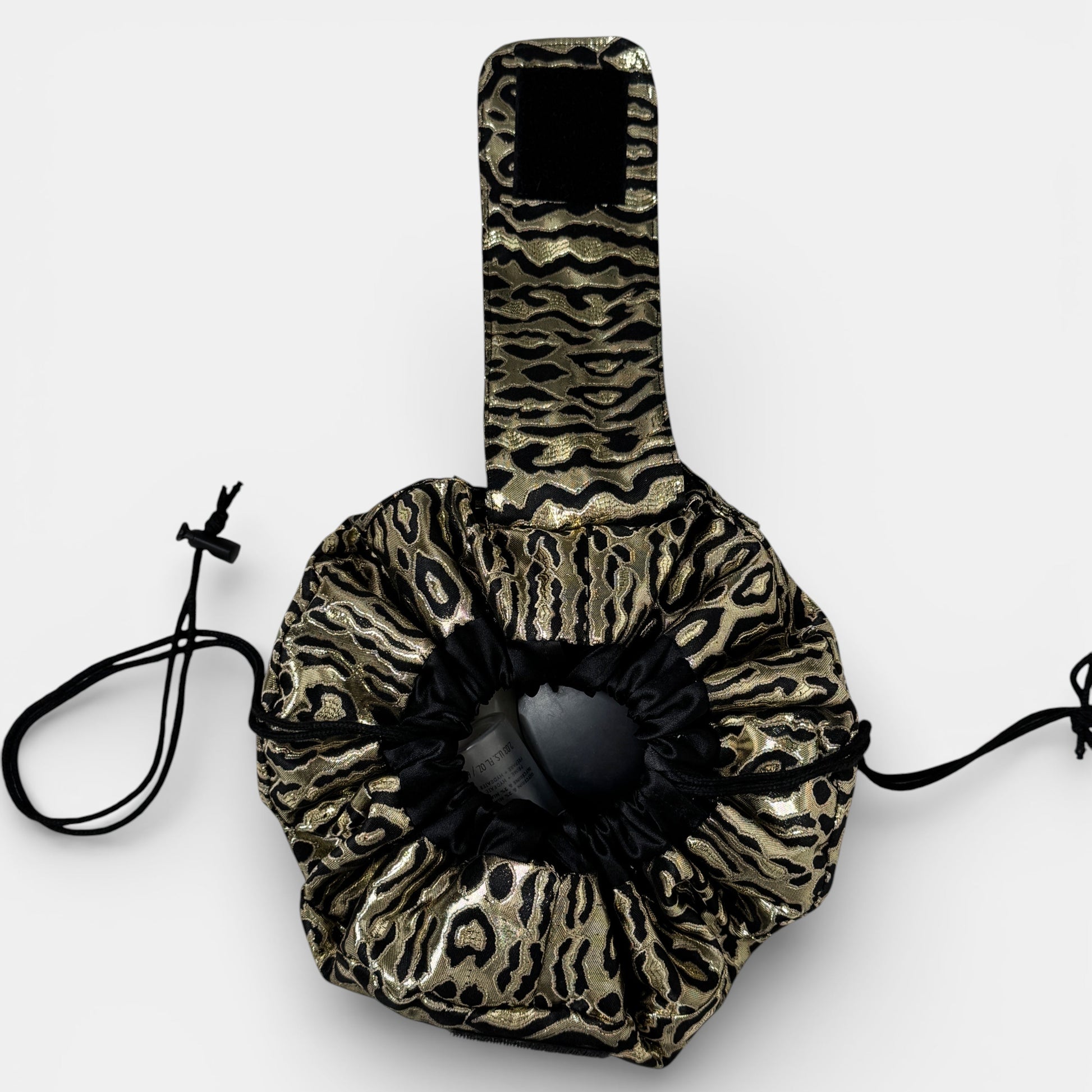 Leopard print bag on a white background