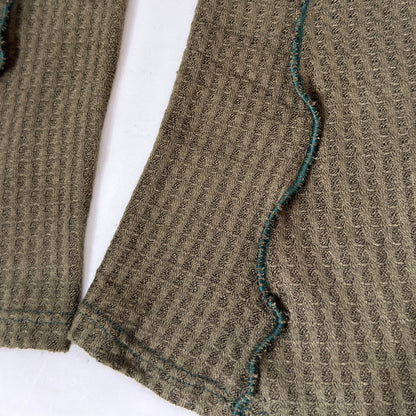 Sweater Knit Knee High Ballet Leg Warmers Olive Green Waffle Knit