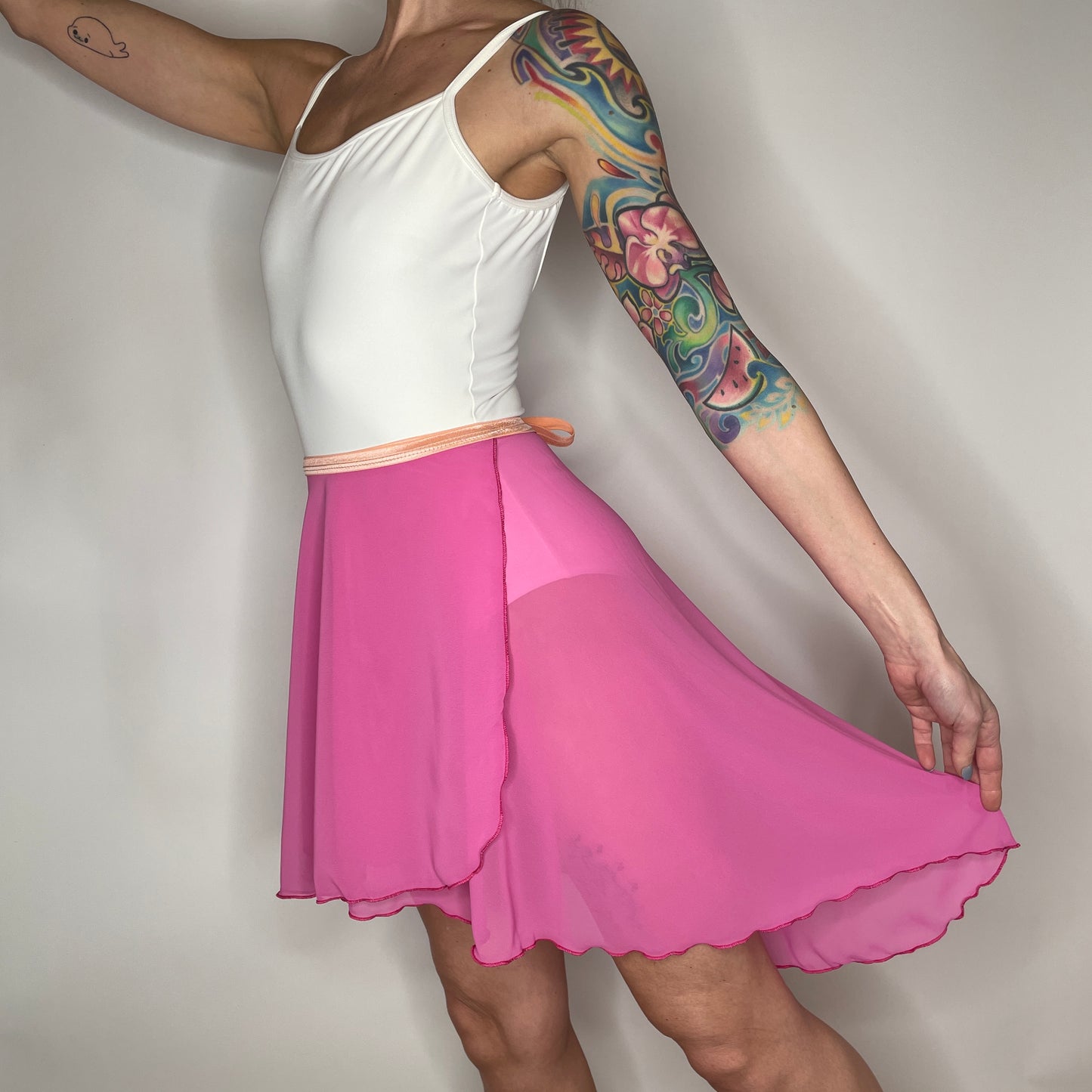 hot pink chiffon ballet skirt long