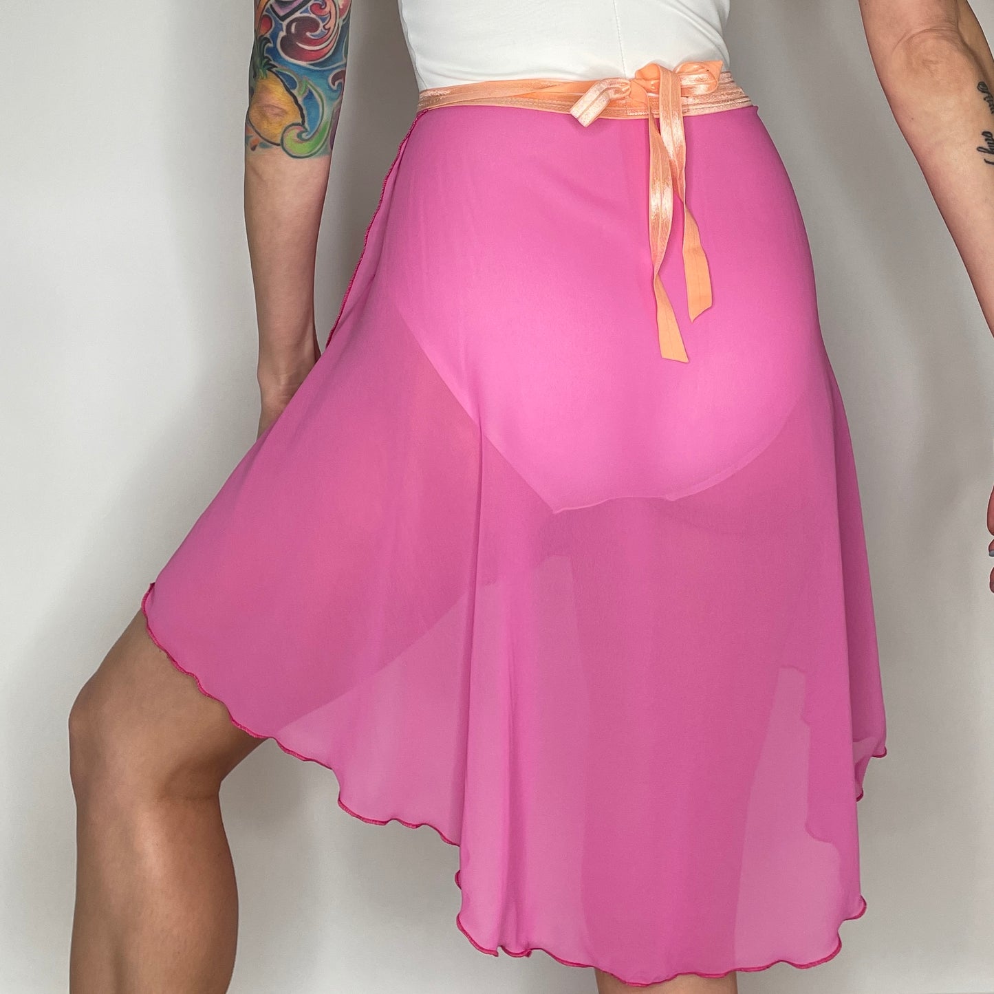 hot pink long ballet wrap skirt 