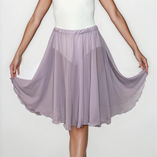 Light Purple Lavender Mist Chiffon Ballet Pull On Skirt - Ballet Rehearsal Skirt - Pirouette Skirt