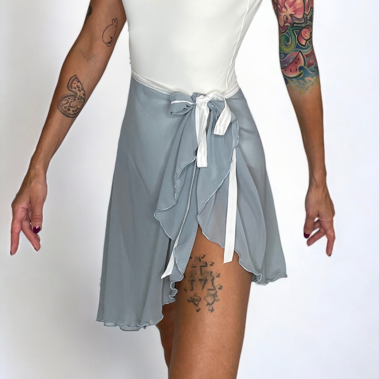 light blue ballet wrap skirt