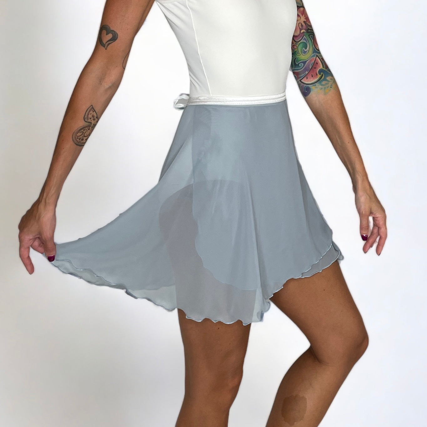 light blue chiffon ballet wrap skirt