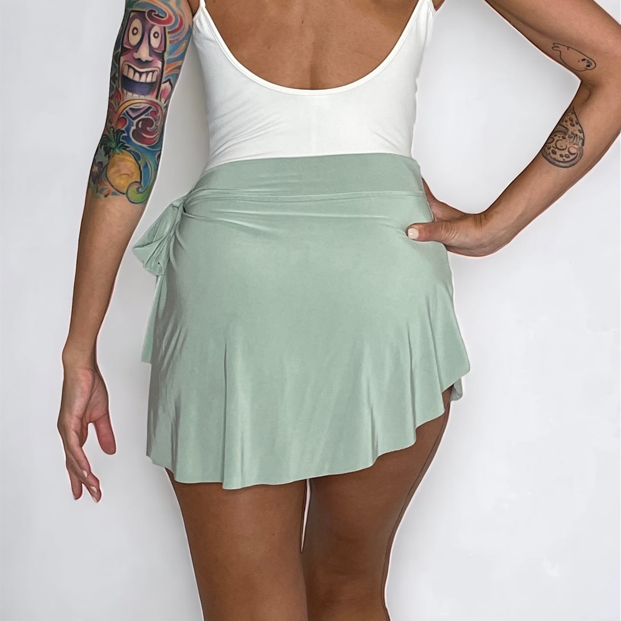 light green short ballet wrap skirt