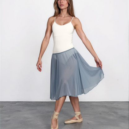 Glacier Blue Chiffon Ballet Pull On Skirt - Ballet Rehearsal Skirt - Pirouette Skirt