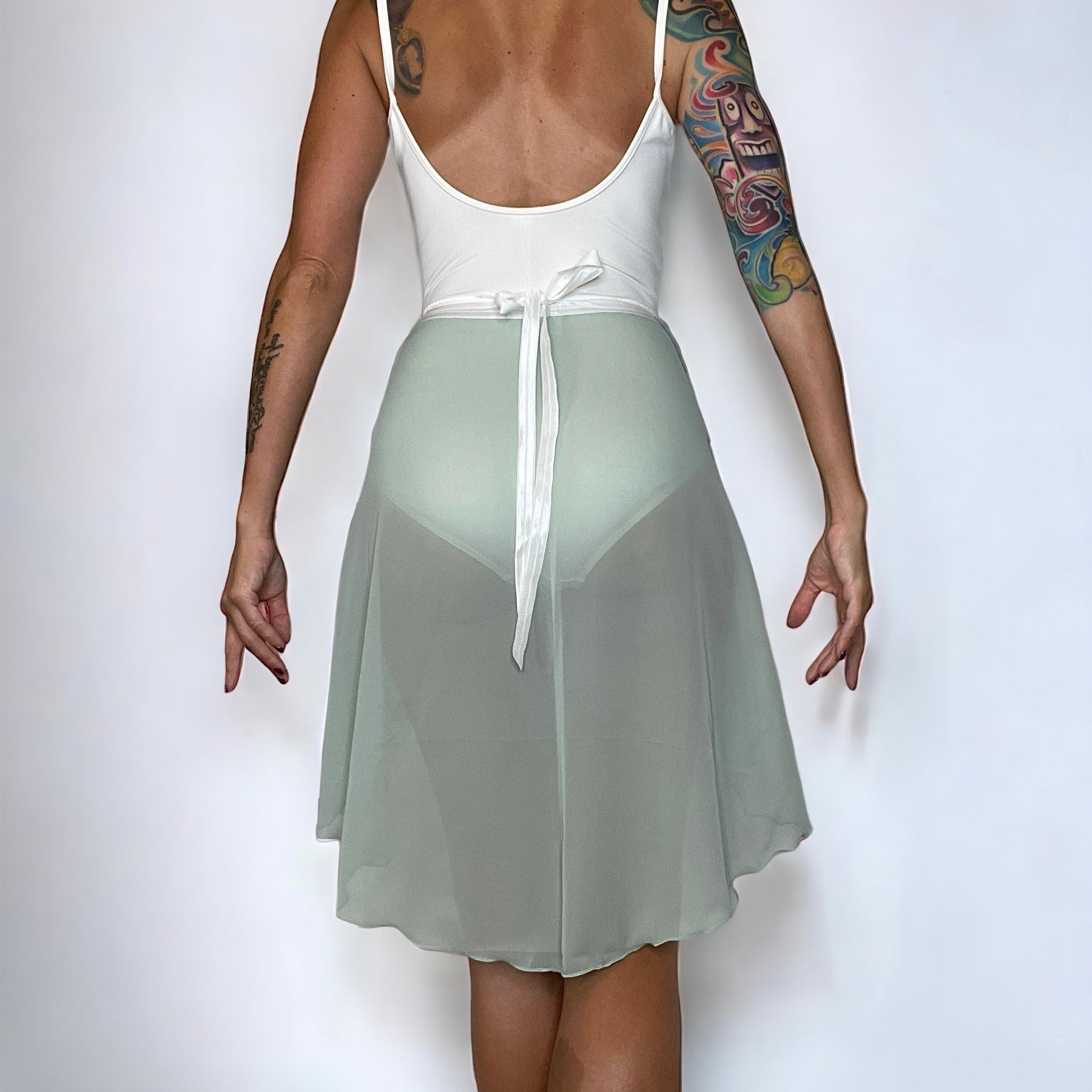 long ballet wrap skirt light green