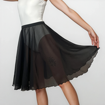 Black Chiffon Ballet Pull On Skirt - Ballet Rehearsal Skirt - Pirouette Skirt
