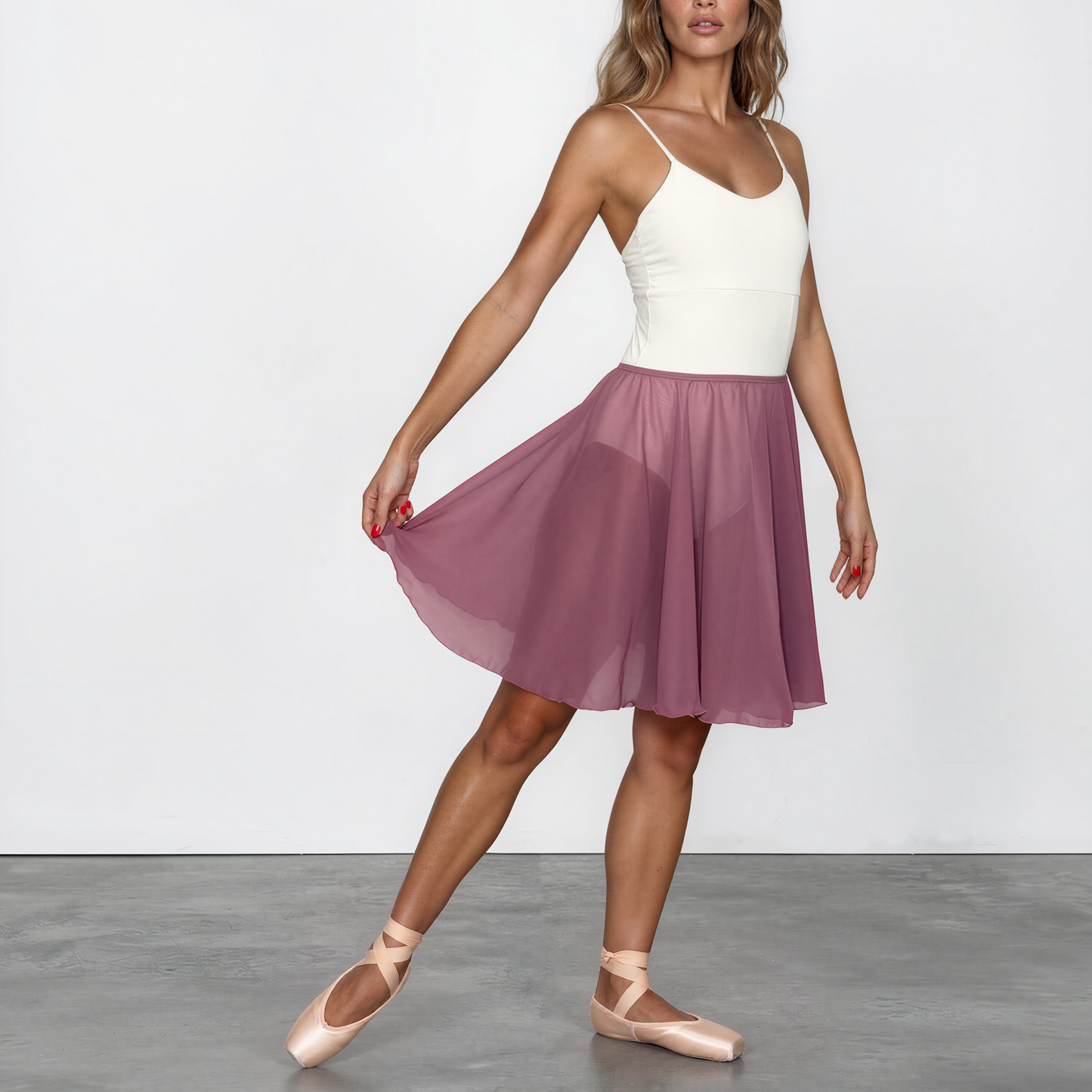 Chianti Mauve Chiffon Ballet Pull On Skirt - Ballet Rehearsal Skirt - Pirouette Skirt
