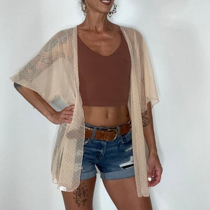 mesh kimono cover up neutral