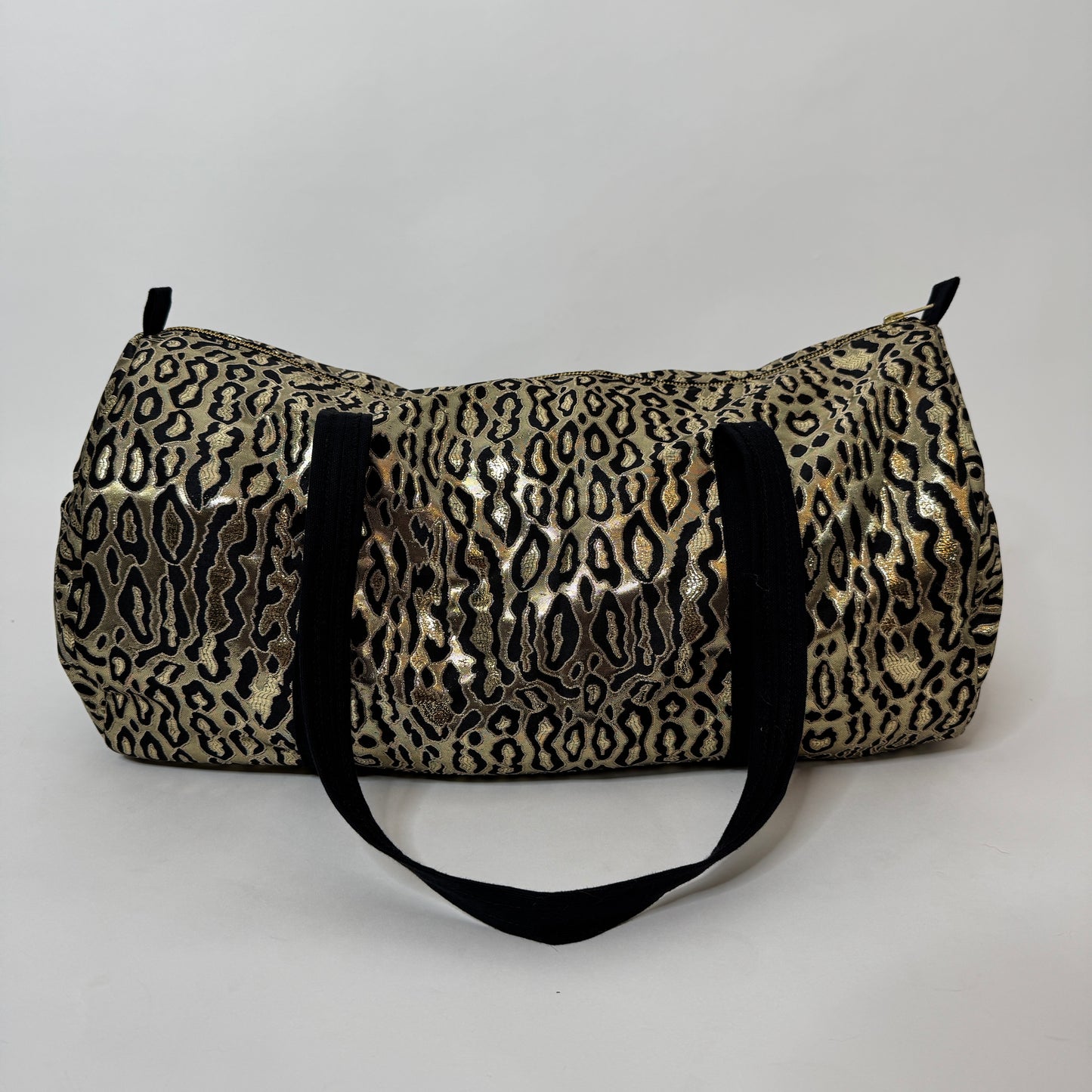 metallic gold cheetah duffel bag