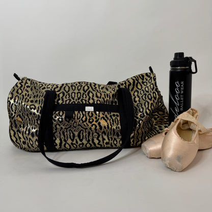 metallic gold leopard dance bag duffel bag