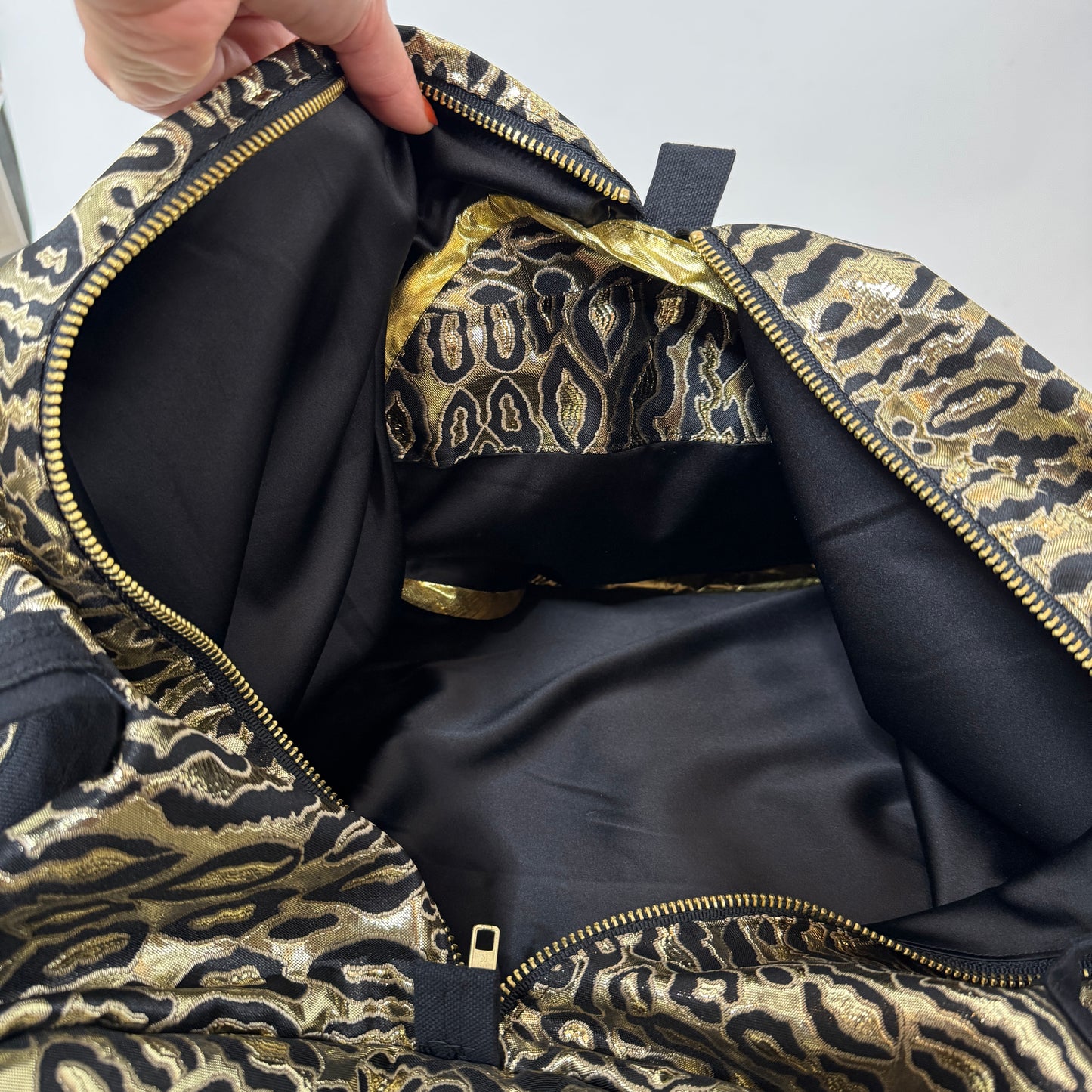 metallic gold leopard dance bag gym bag