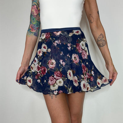 navy blue floral print ballet skirt