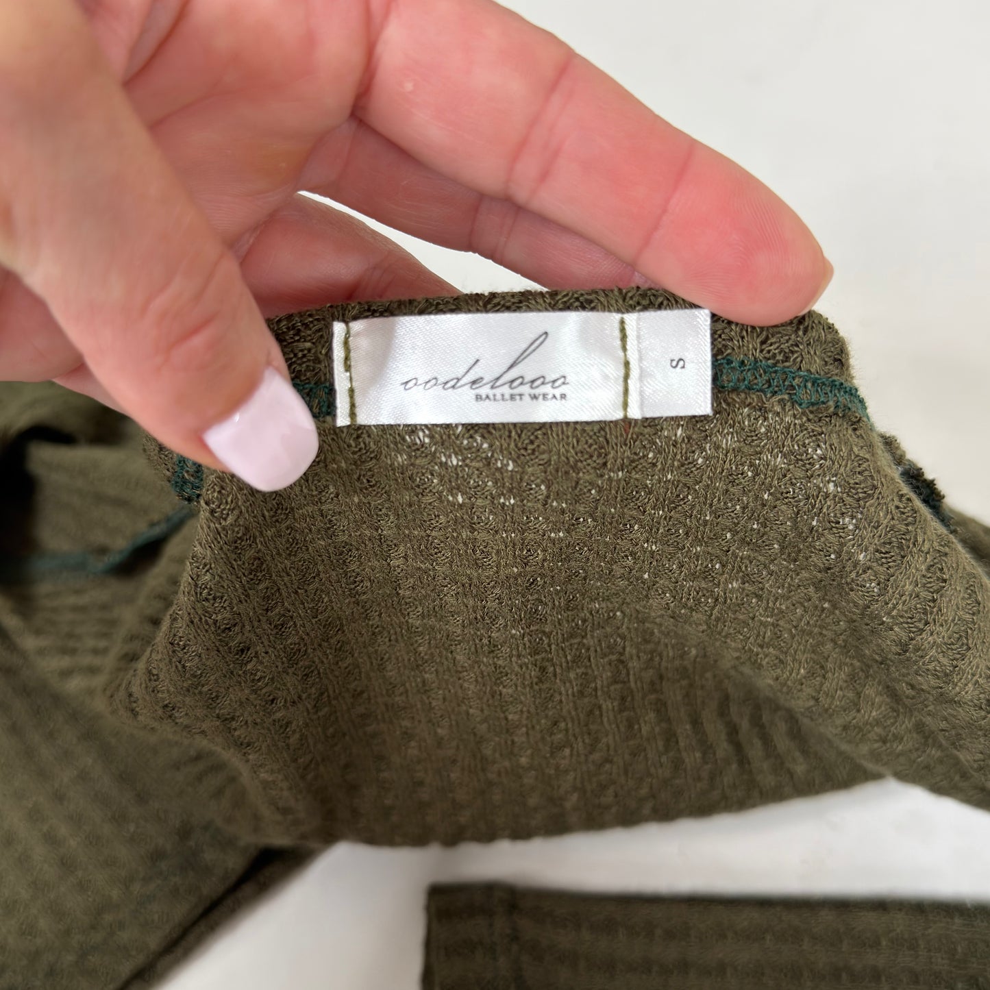 Sweater Knit Ballet Warm Up Shrug Top - Olive Green Waffle Knit