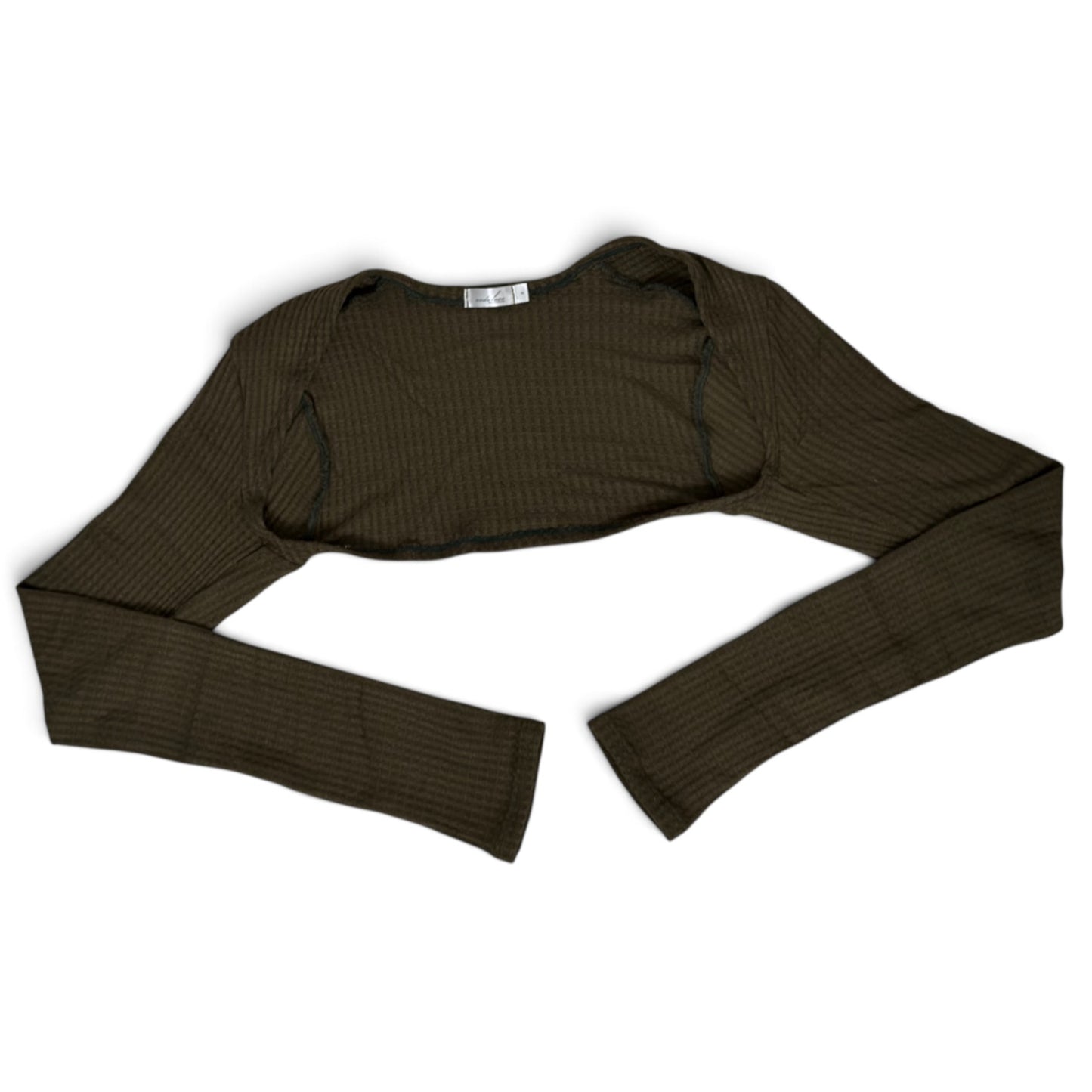 Sweater Knit Ballet Warm Up Shrug Top - Olive Green Waffle Knit