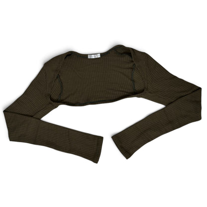 Sweater Knit Ballet Warm Up Shrug Top - Olive Green Waffle Knit