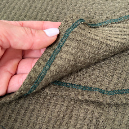 Sweater Knit Ballet Wrap Skirt Cover-Up - Olive Green Waffle Knit