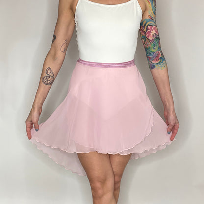 pink ballet wrap skirt long