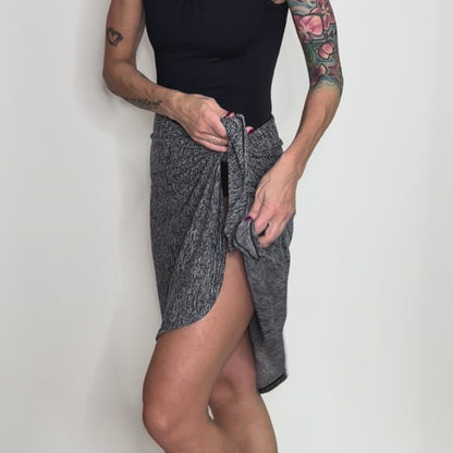 Sweater Knit Ballet Wrap Skirt Cover-Up - Charcoal