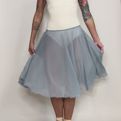 Glacier Blue Chiffon Ballet Pull On Skirt - Ballet Rehearsal Skirt - Pirouette Skirt