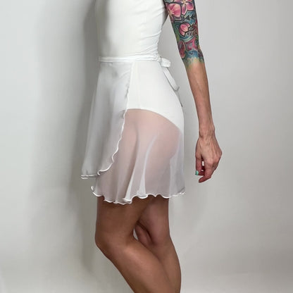 white ballet wrap skirt