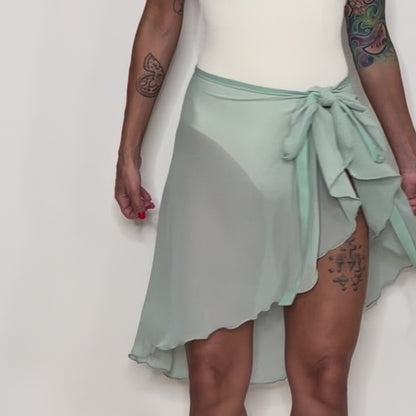 Pistachio Light Green Chiffon Ballet Wrap Skirt - Contemporary