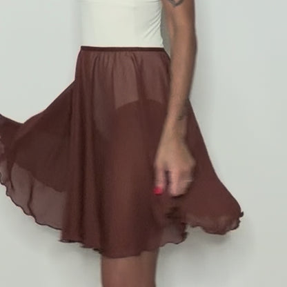 Sienna Dark Brown Chiffon Ballet Pull On Skirt - Ballet Rehearsal Skirt - Pirouette Skirt