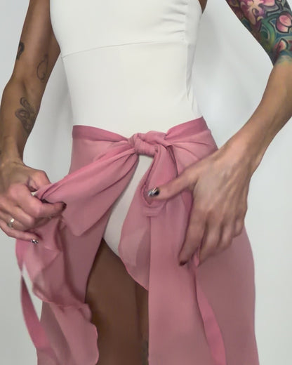Chiffon Ballet Wrap Skirt - Womens Contemporary Dusty Rose Pink Skirt