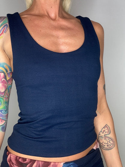 reversible bodycon tank top navy blue