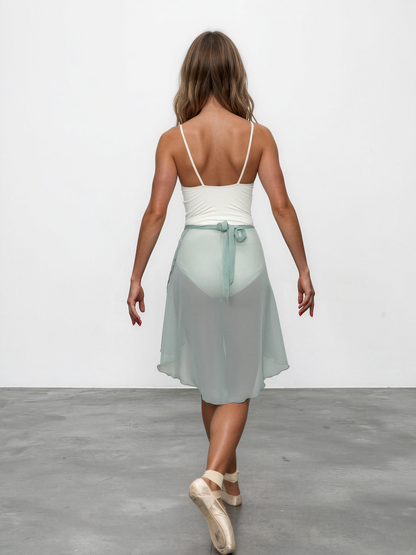 Pistachio Light Green Chiffon Ballet Wrap Skirt - Contemporary