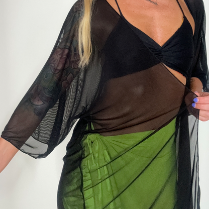 sheer black swim cover top