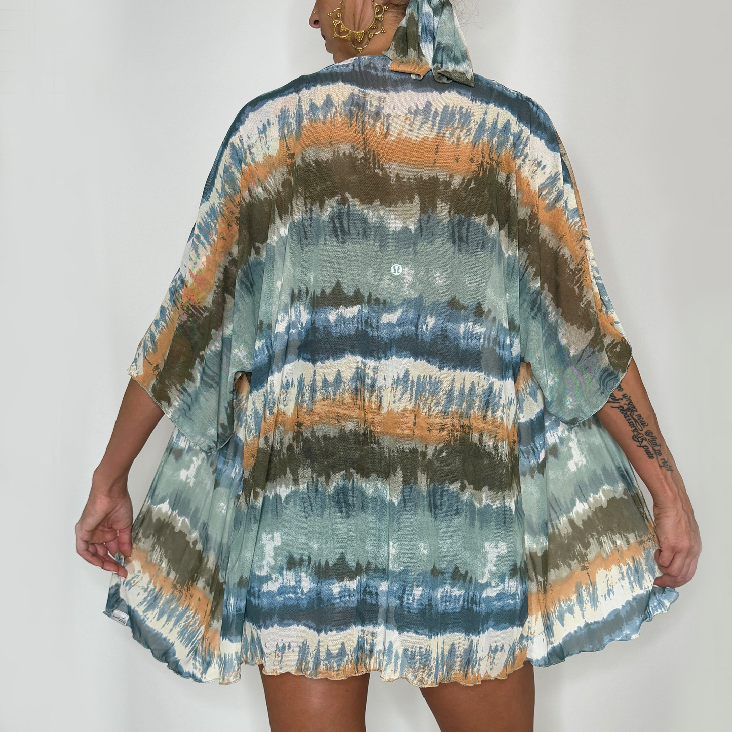 sheer tie dye cover up kimono