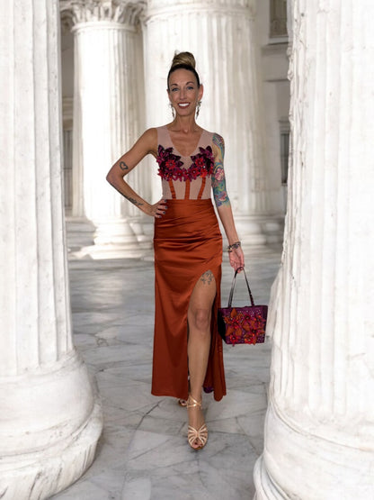 Designer Couture Evening Gown One of a Kind - Celestial Ember Gown oodelooo Ballet Wear Designer Couture Evening Gown One of a Kind - Celestial Ember Gown oodelooo Ballet Wear