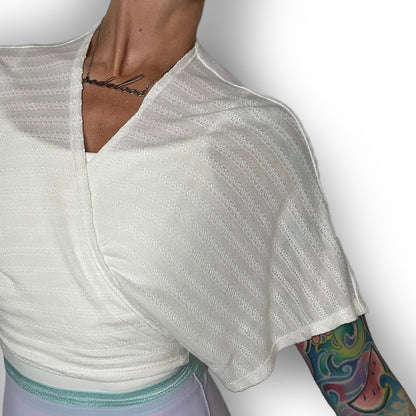 white sweater knit wrap top womens